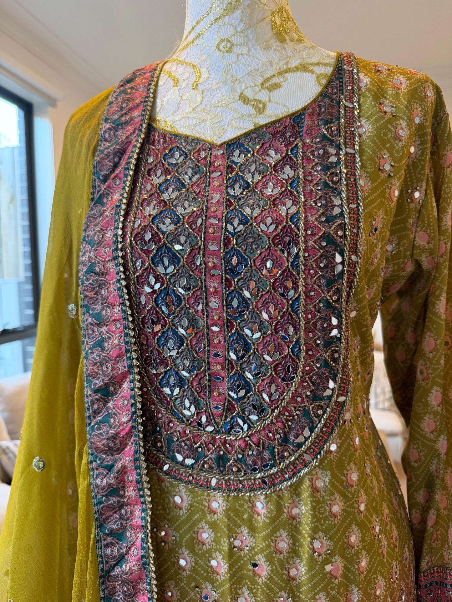 Mehendi Green Sharara Suit Set