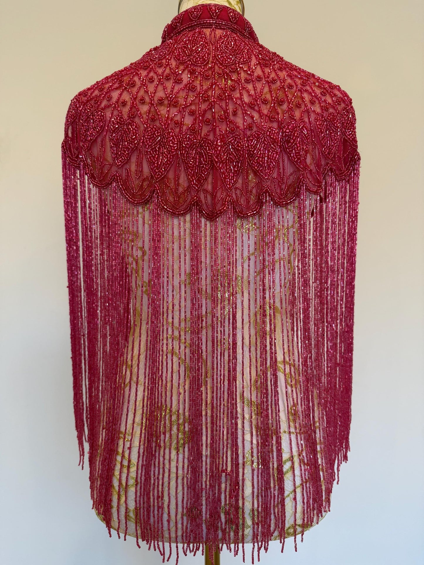 Fuchsia Beaded Fringe Capelet