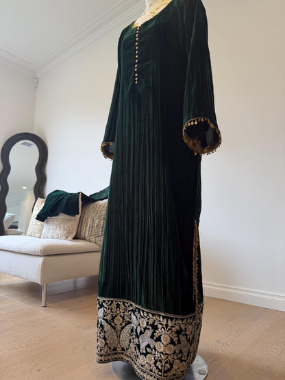 Emerald Green Velvet Indo Western Dress
