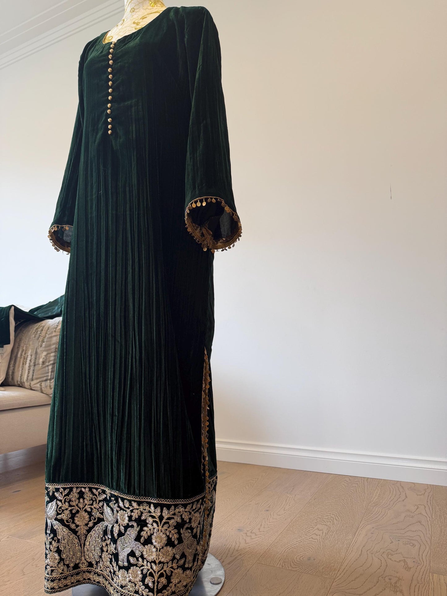Emerald Green Velvet Indo Western Dress