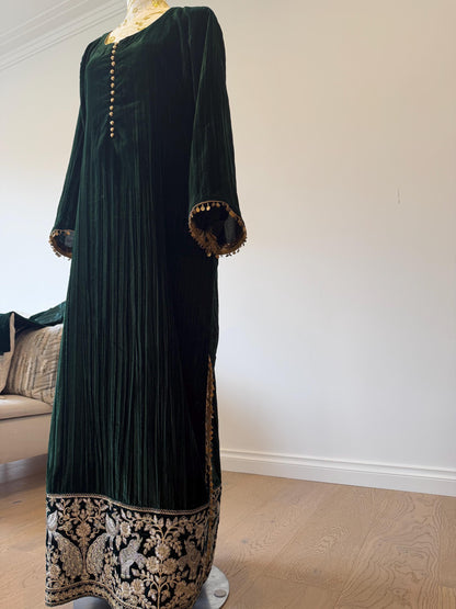 Emerald Green Velvet Indo Western Dress
