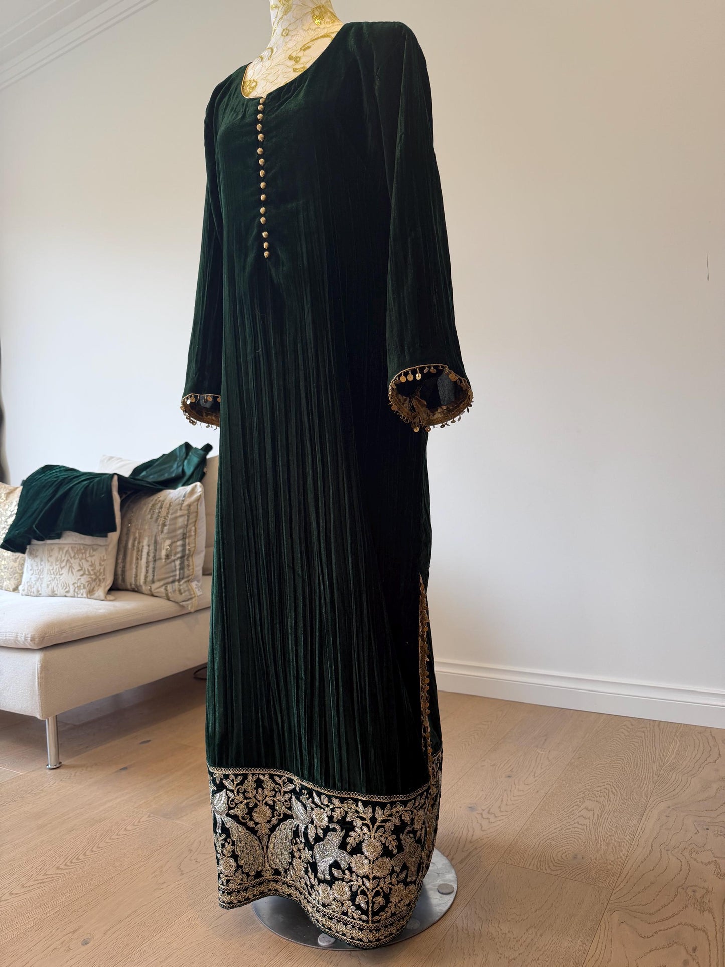 Emerald Green Velvet Indo Western Dress