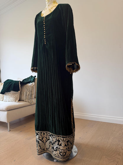 Emerald Green Velvet Indo Western Dress