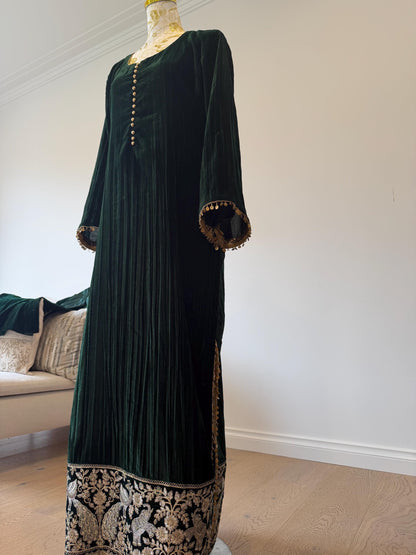 Emerald Green Velvet Indo Western Dress