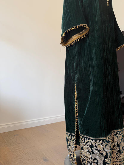 Emerald Green Velvet Indo Western Dress