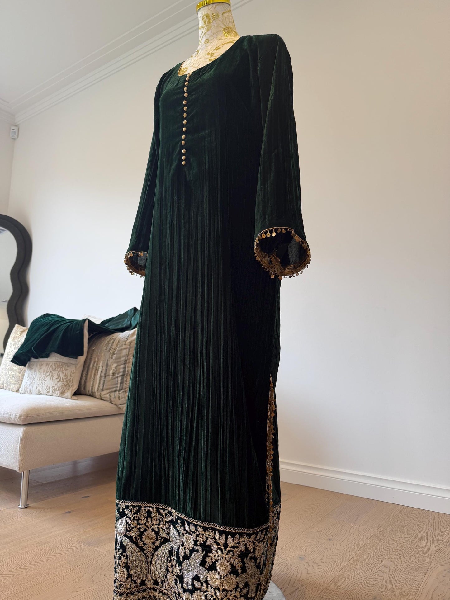 Emerald Green Velvet Indo Western Dress