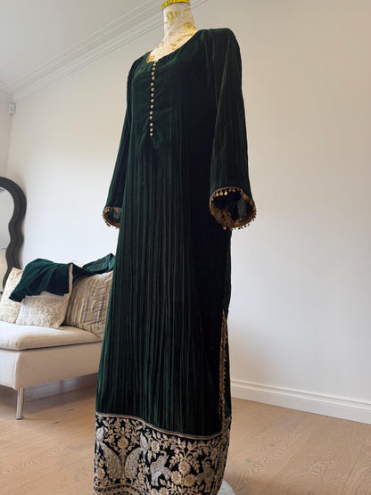 Emerald Green Velvet Indo Western Dress