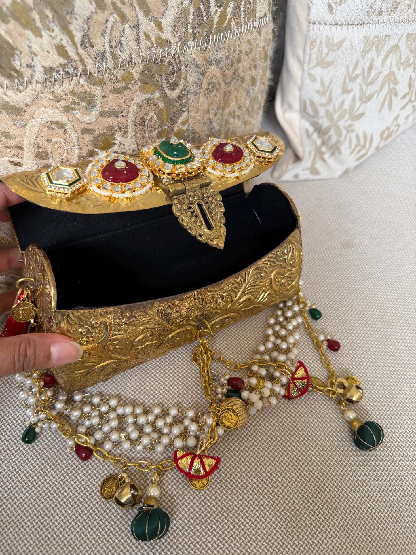 Antique Gold Metal Potli Bag