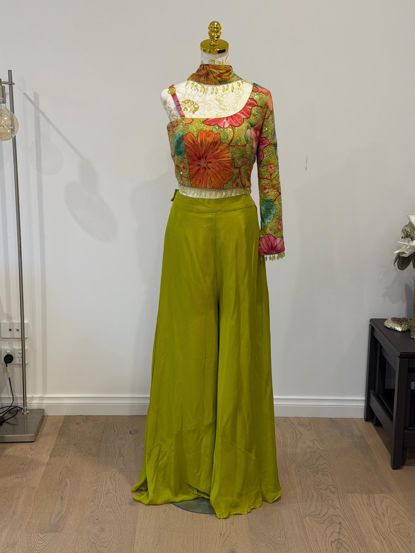 Bright Parrot Green Indo Western Palazzo Set
