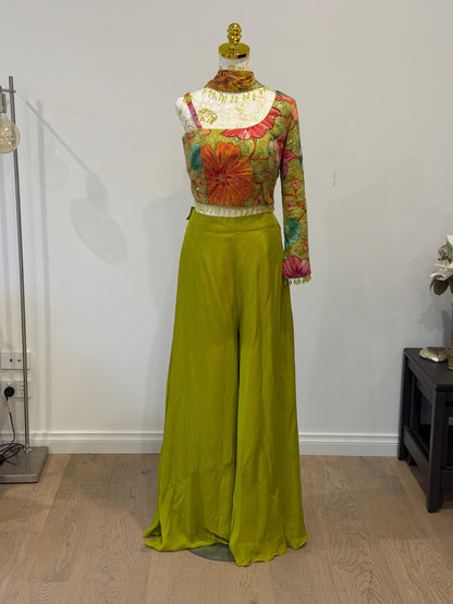 Bright Parrot Green Indo Western Palazzo Set