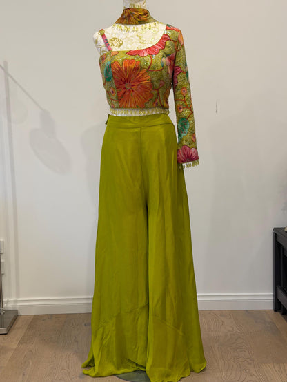 Bright Parrot Green Indo Western Palazzo Set