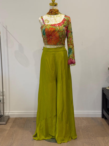 Bright Parrot Green Indo Western Palazzo Set