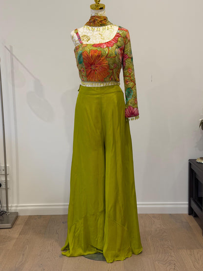 Bright Parrot Green Indo Western Palazzo Set