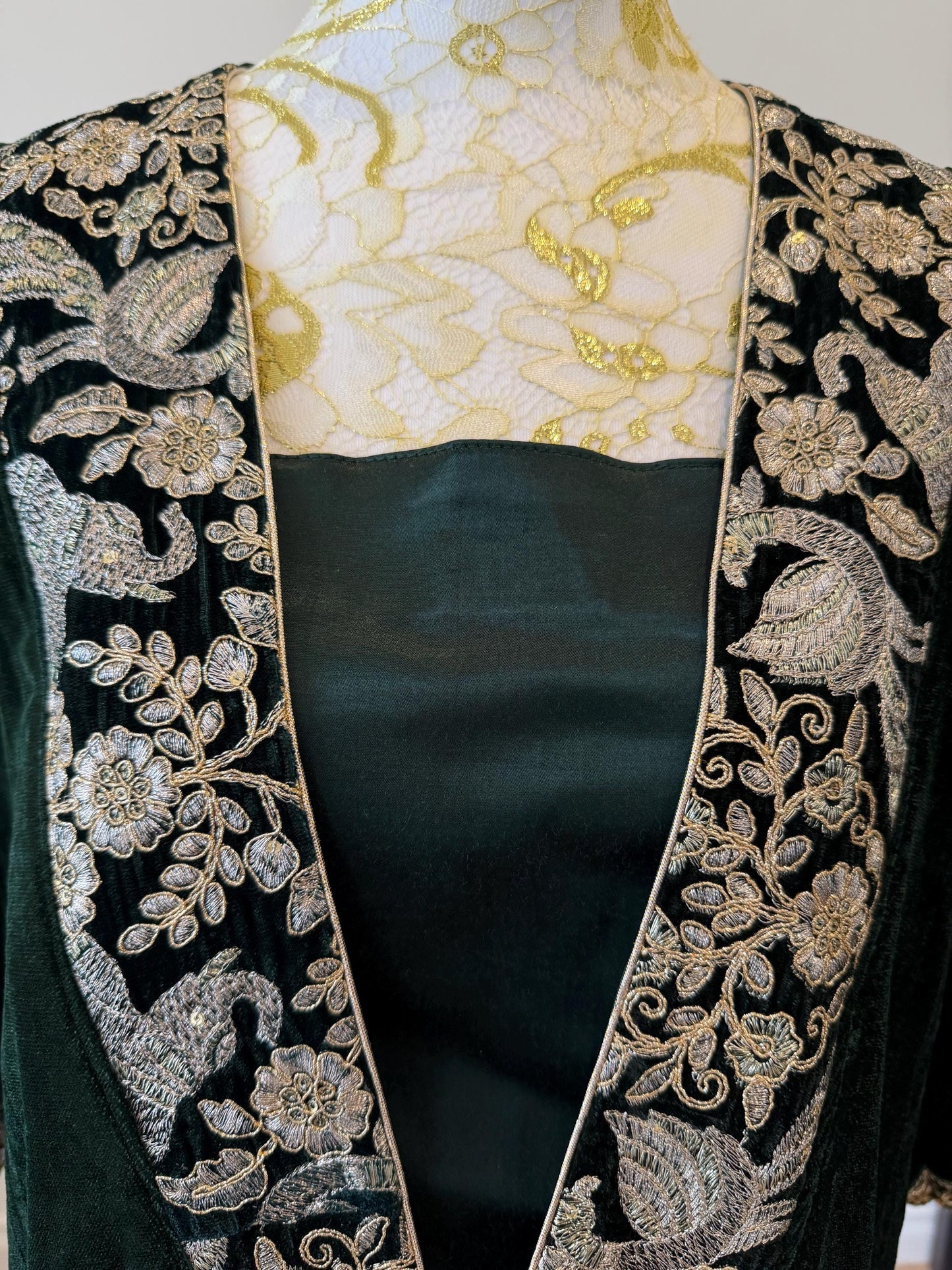 Emerald Green Velvet Choga Kaftan Dress