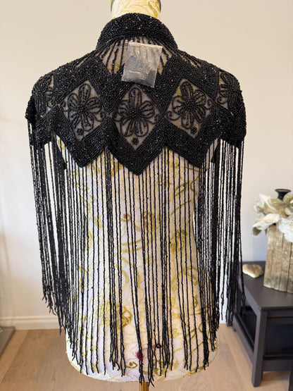 Black Beaded Fringe Capelet