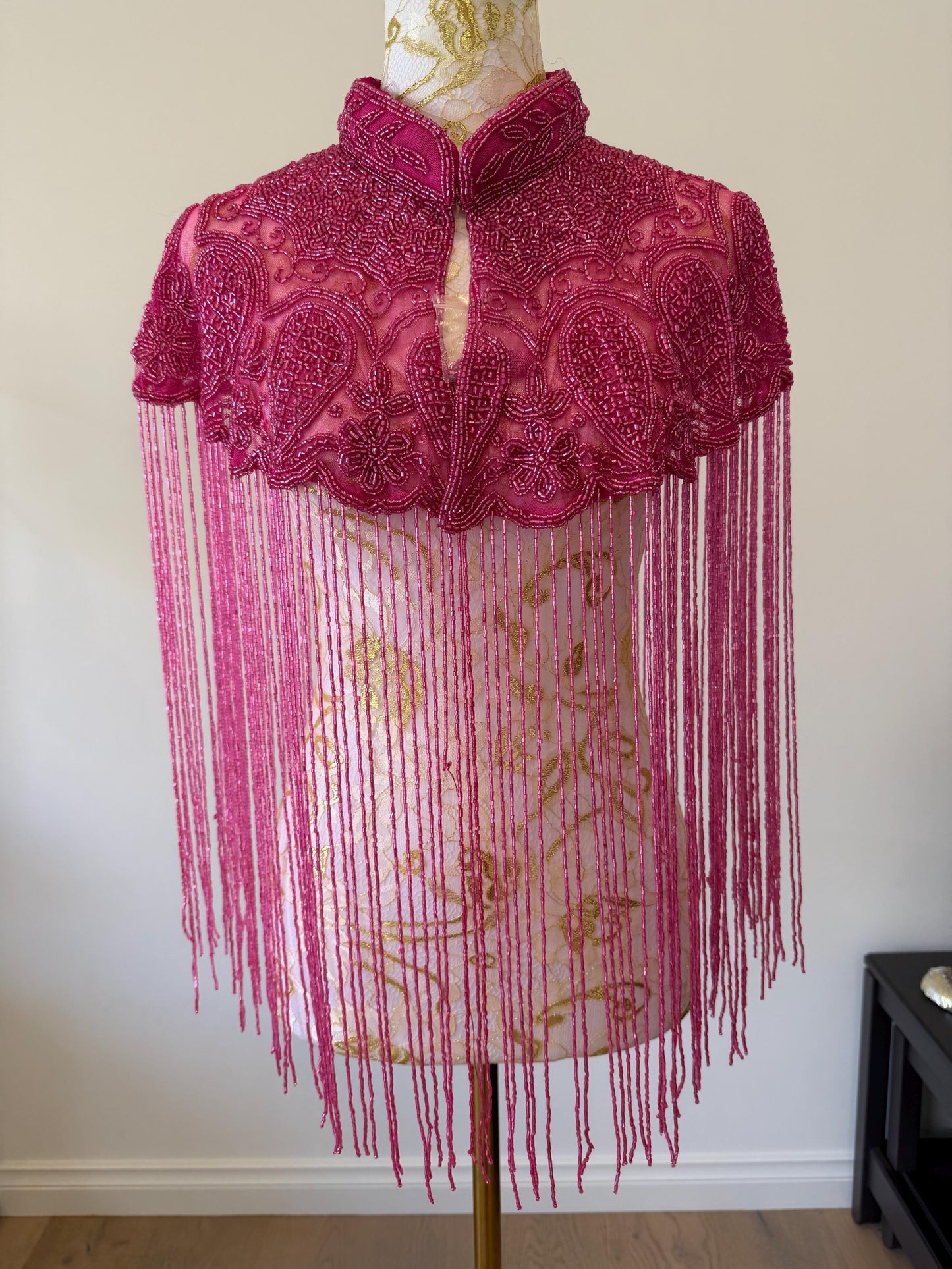 Hot Pink Beaded Fringe Capelt