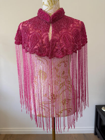 Hot Pink Beaded Fringe Capelt
