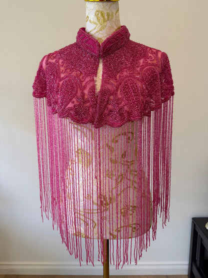 Hot Pink Beaded Fringe Capelt