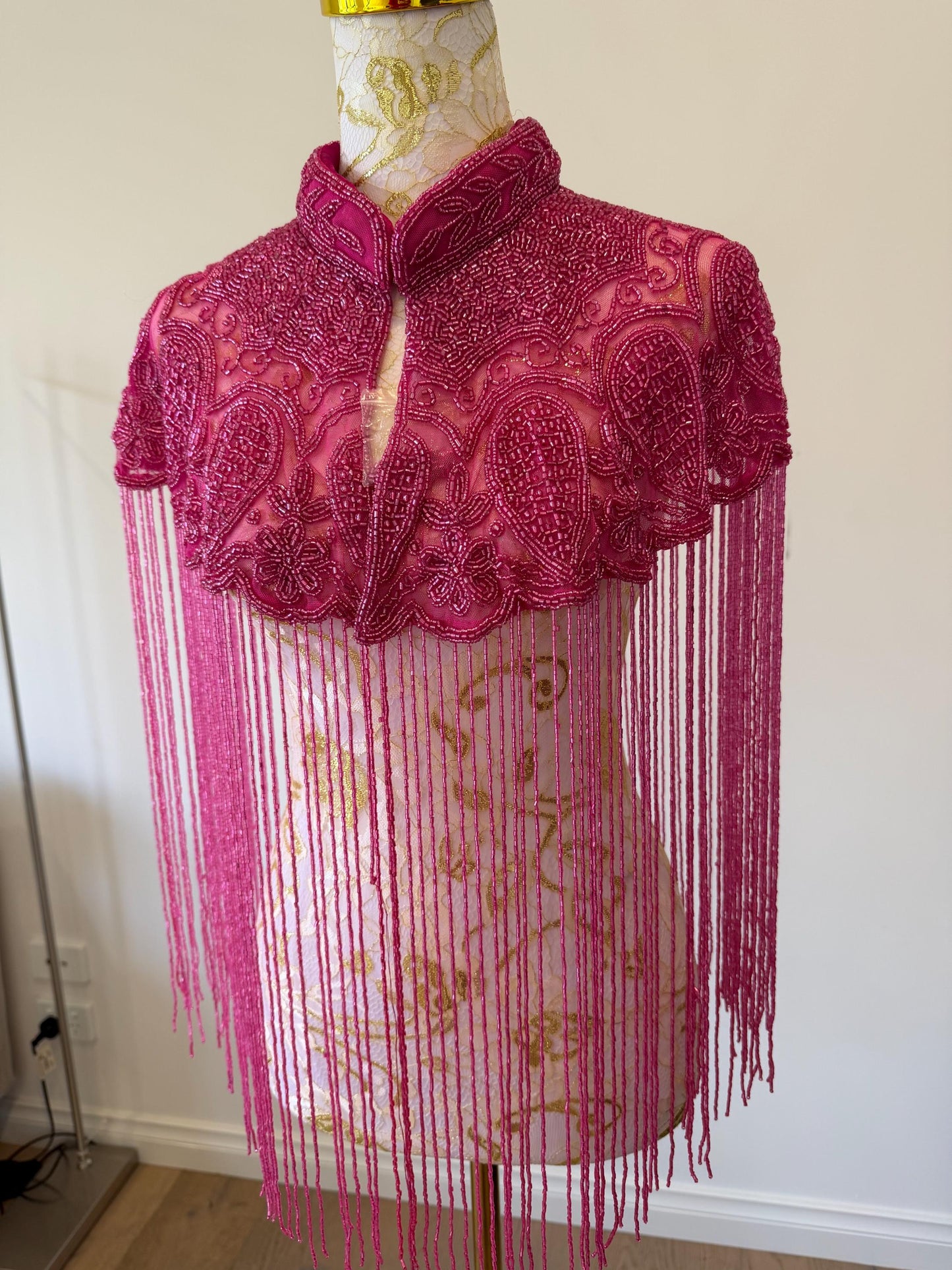 Hot Pink Beaded Fringe Capelt