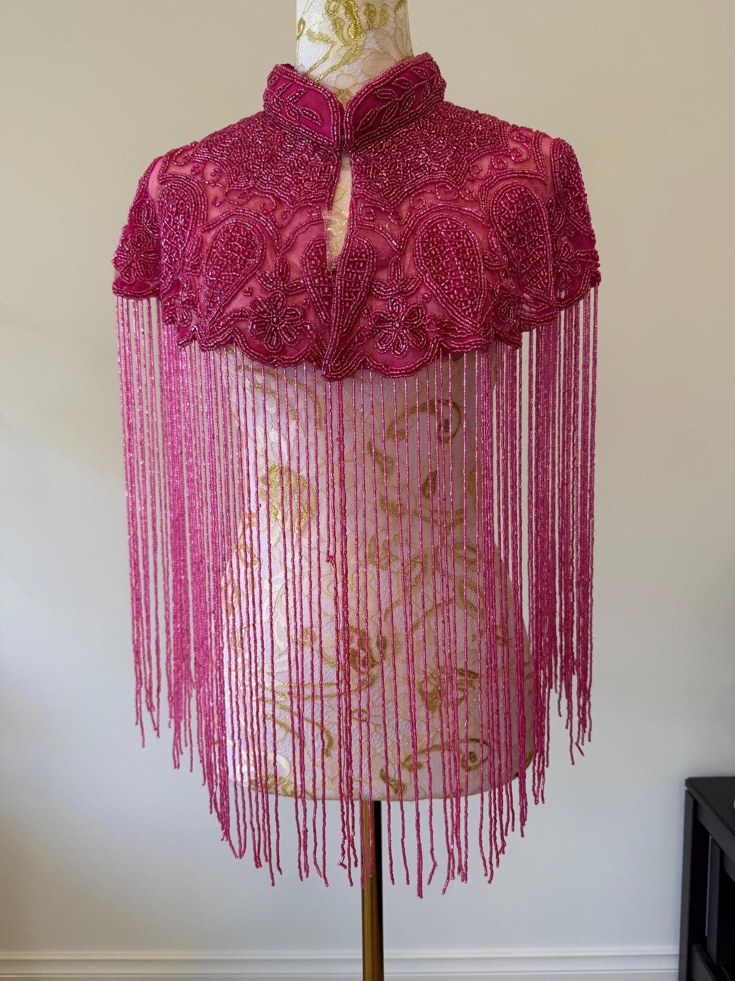 Hot Pink Beaded Fringe Capelt