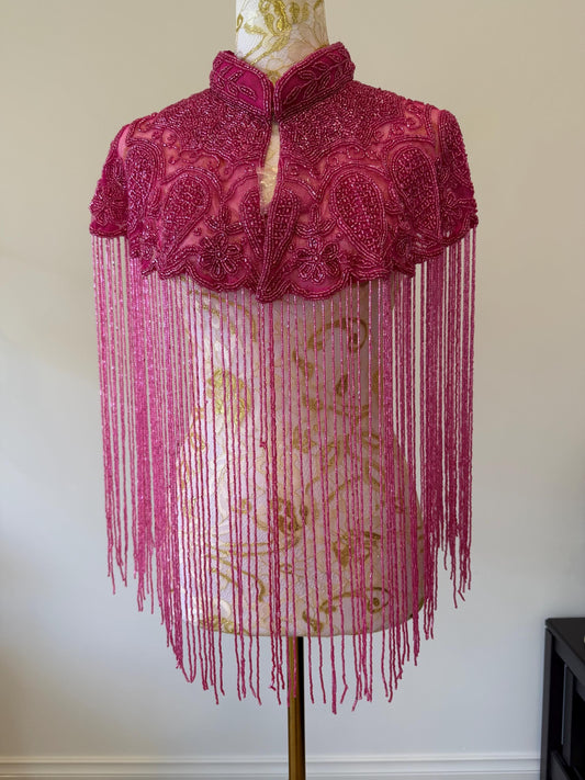 Hot Pink Beaded Fringe Capelt