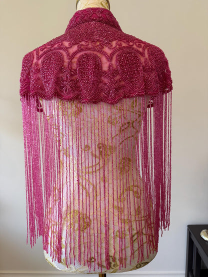 Hot Pink Beaded Fringe Capelt