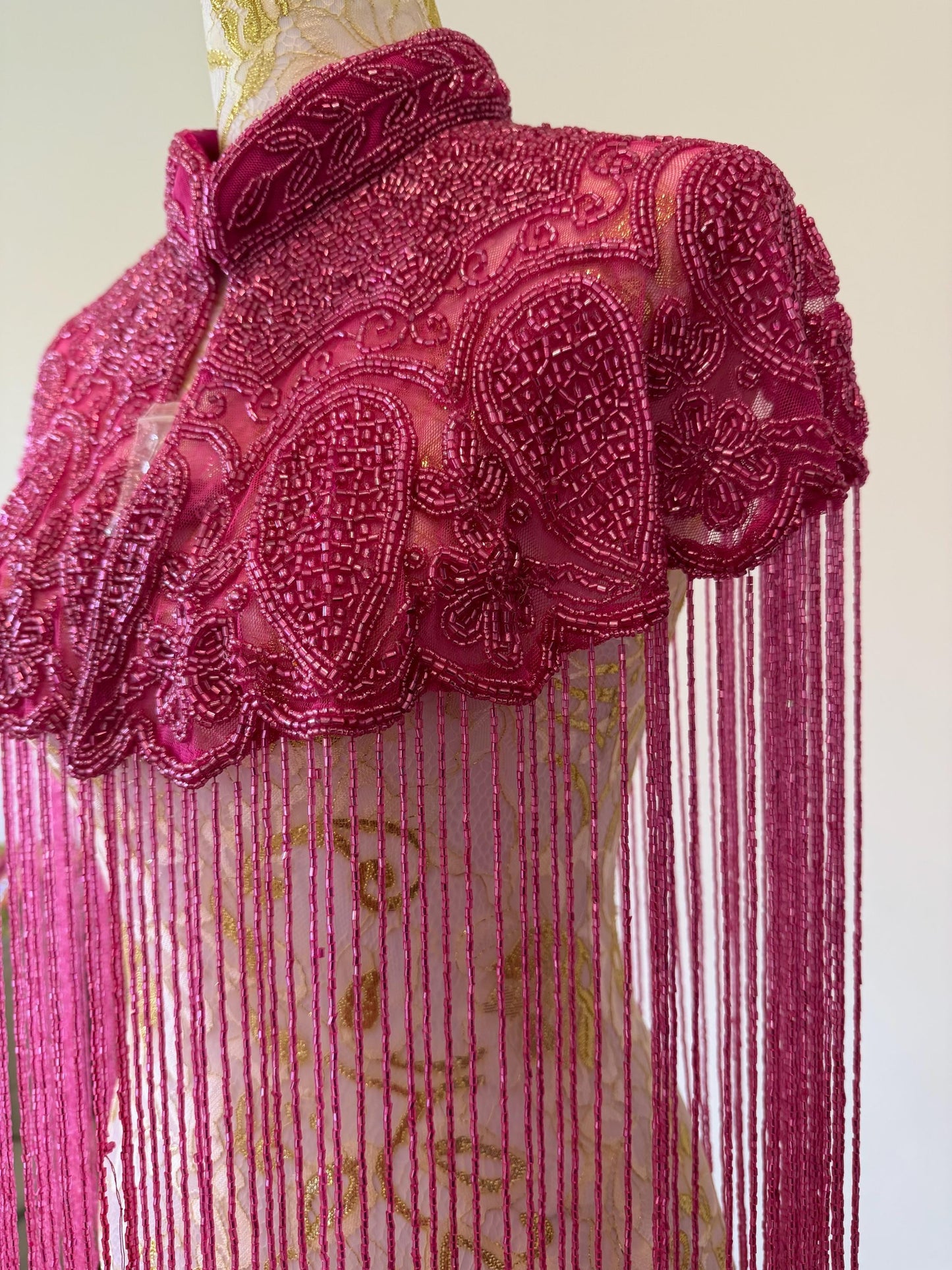 Hot Pink Beaded Fringe Capelt