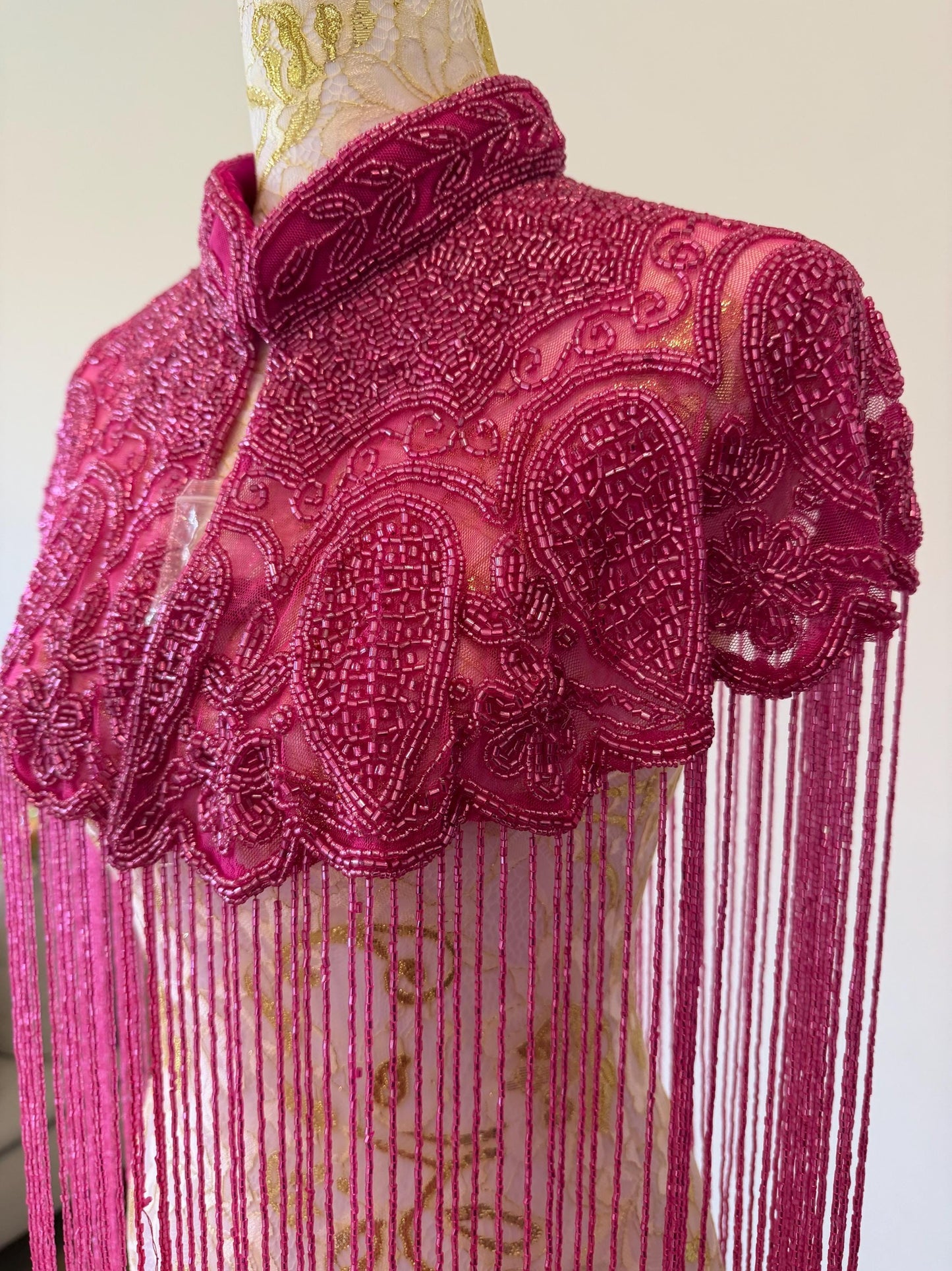 Hot Pink Beaded Fringe Capelt