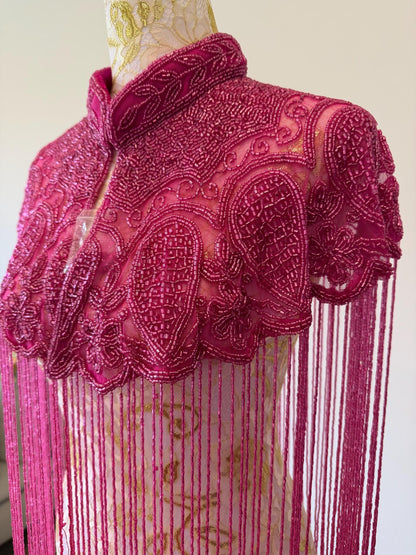 Hot Pink Beaded Fringe Capelt