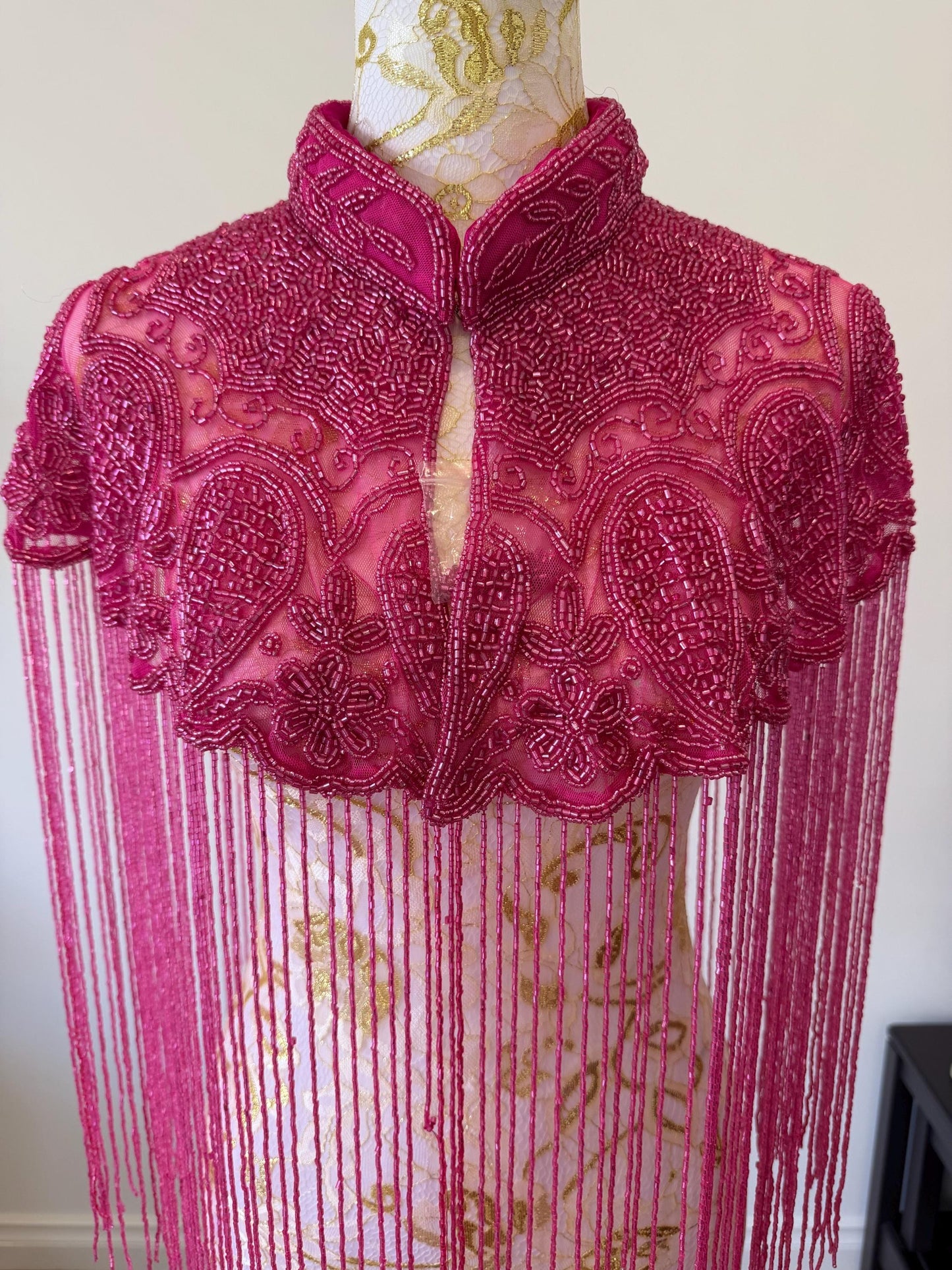 Hot Pink Beaded Fringe Capelt