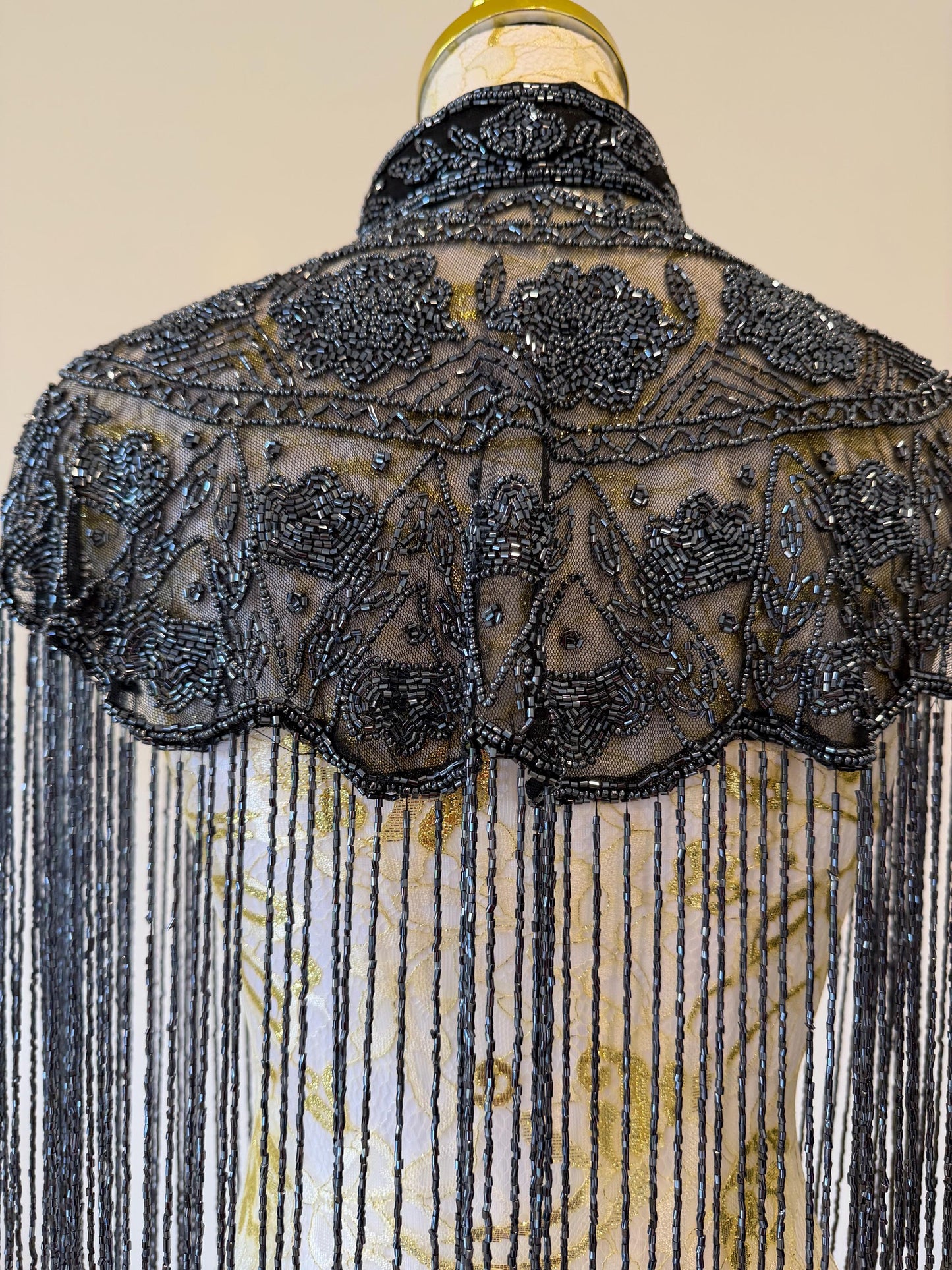 Metallic Beaded Fringe Capelet