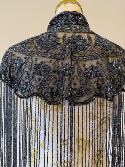 Metallic Beaded Fringe Capelet