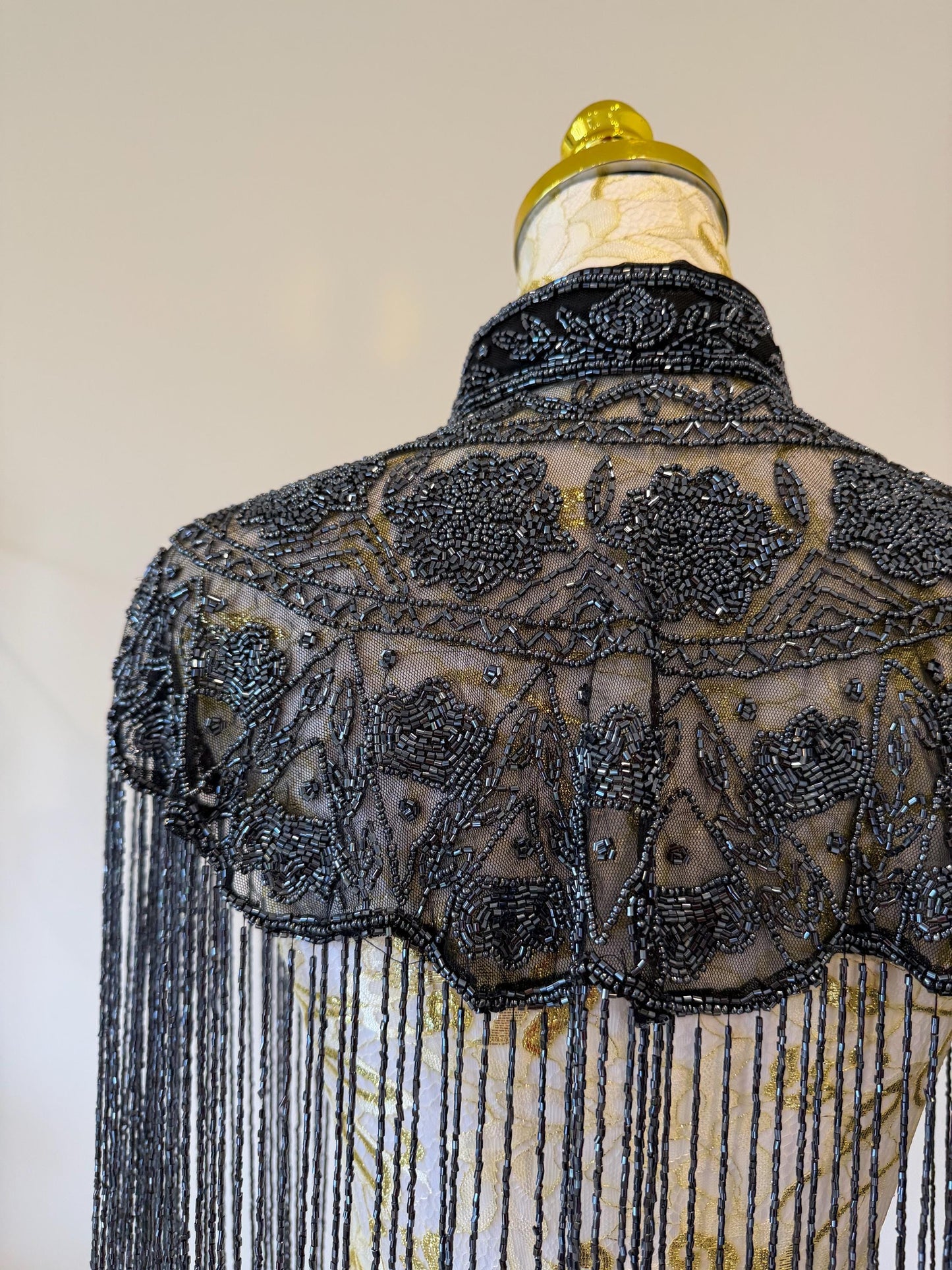 Metallic Beaded Fringe Capelet