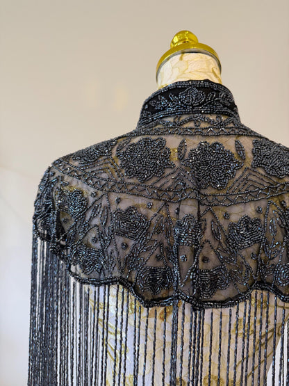 Metallic Beaded Fringe Capelet