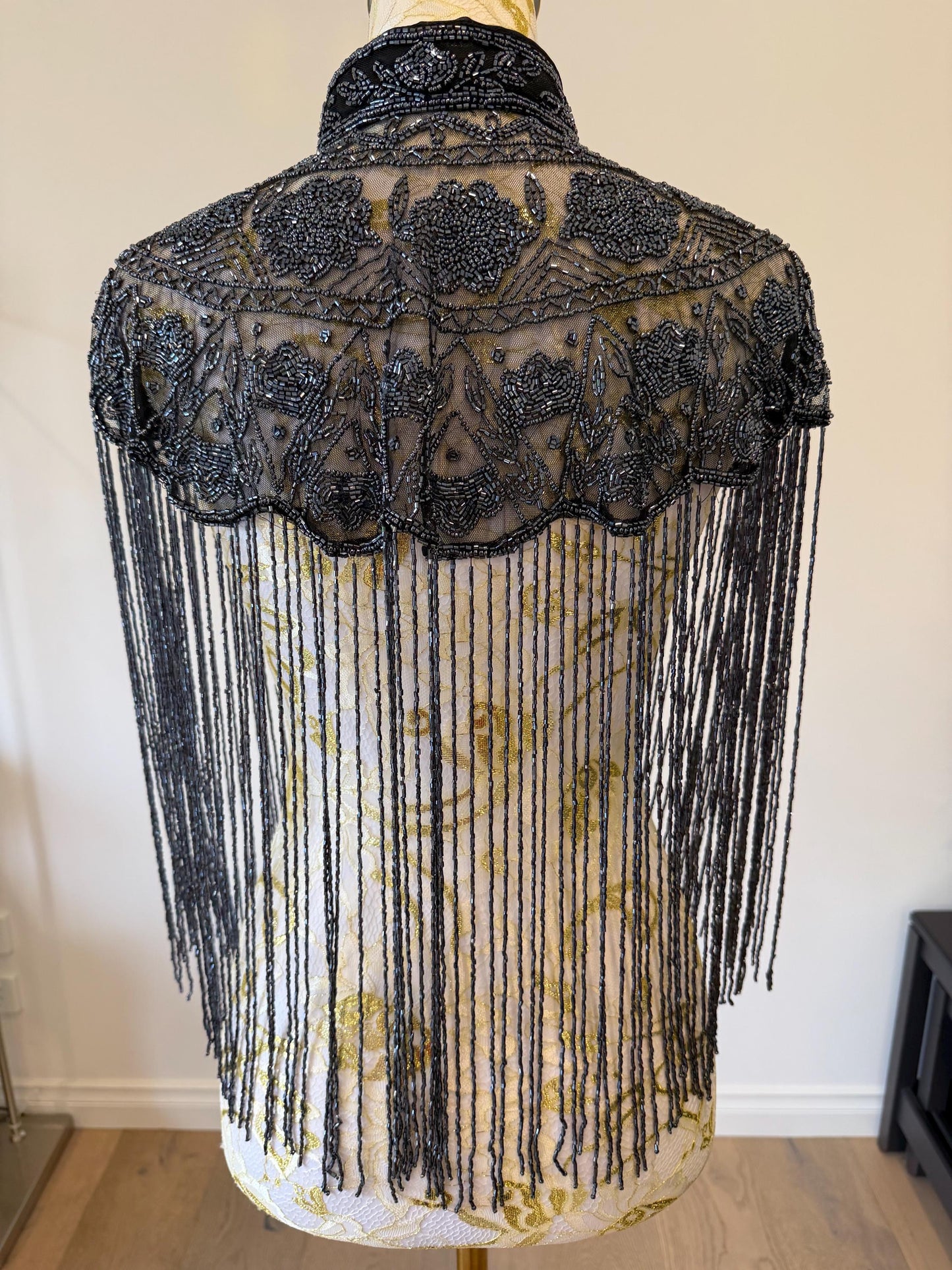 Metallic Beaded Fringe Capelet