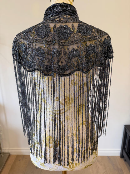 Metallic Beaded Fringe Capelet
