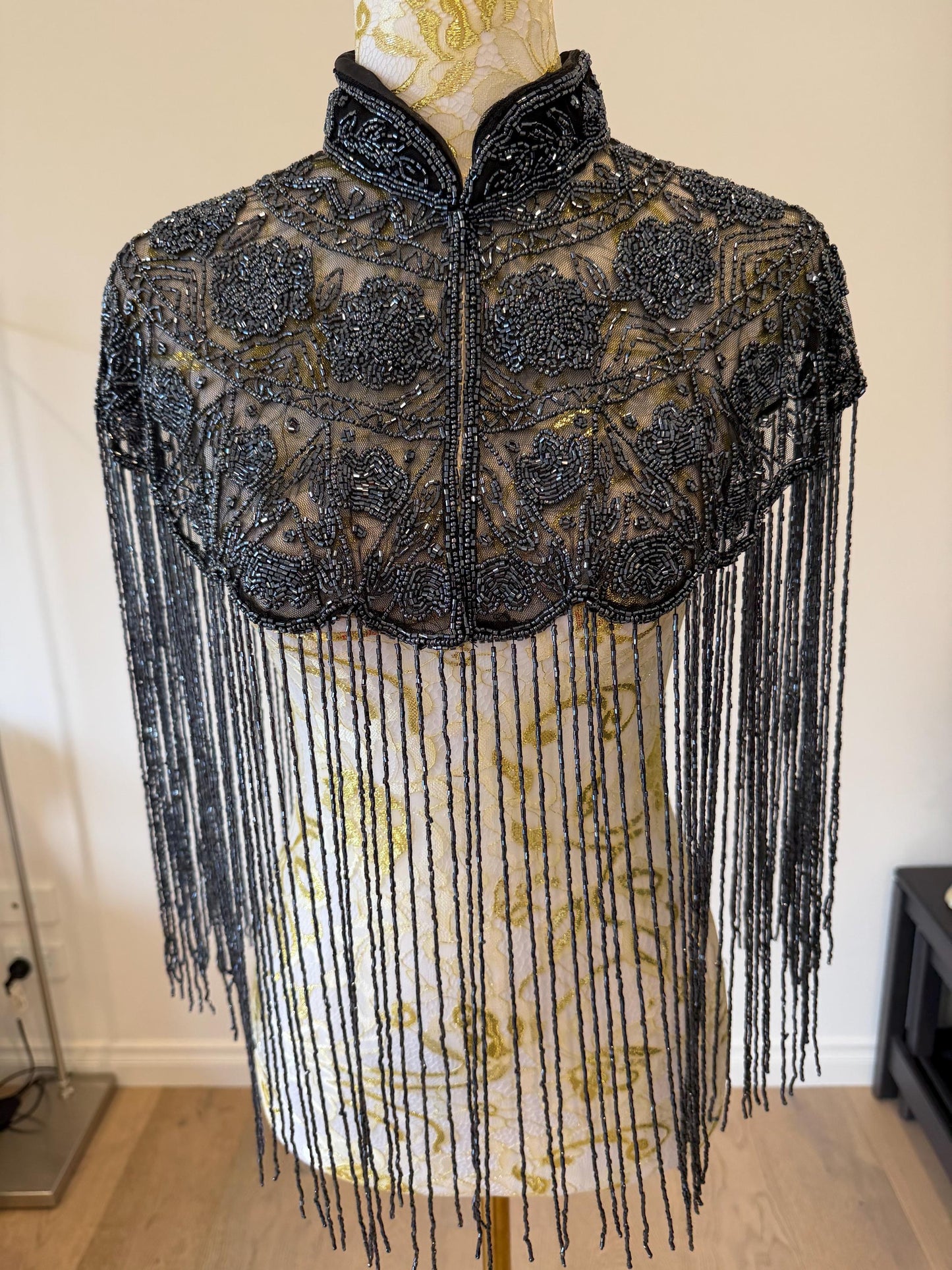 Metallic Beaded Fringe Capelet