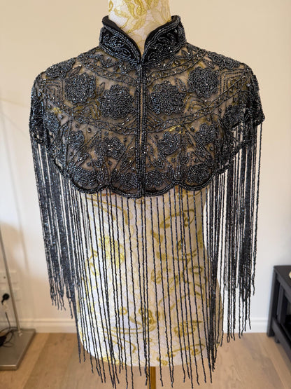Metallic Beaded Fringe Capelet