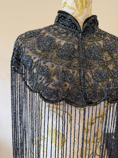 Metallic Beaded Fringe Capelet
