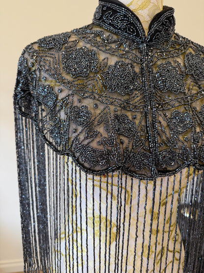 Metallic Beaded Fringe Capelet