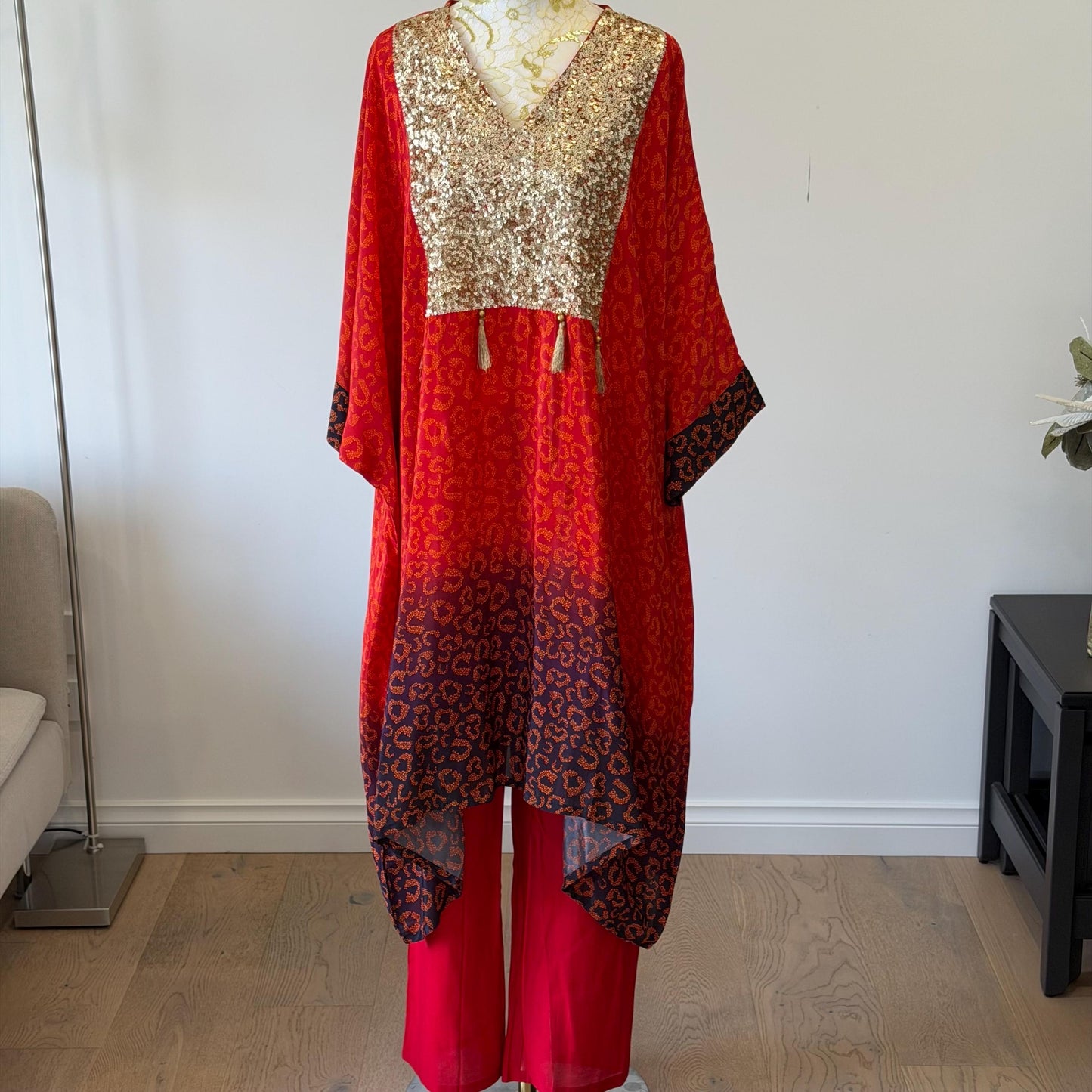 Indo Western Crepe Outfit with Sequins Tassels