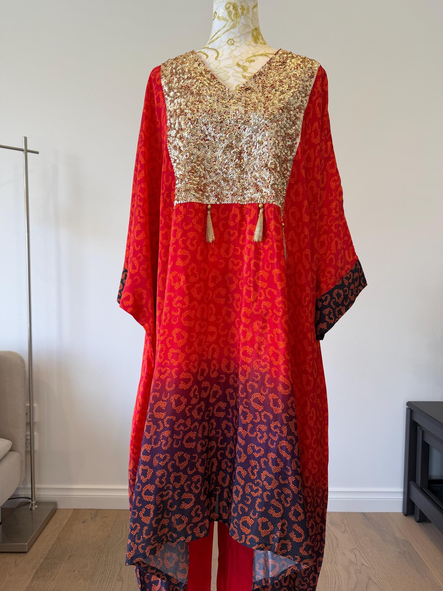 Indo Western Crepe Outfit with Sequins Tassels