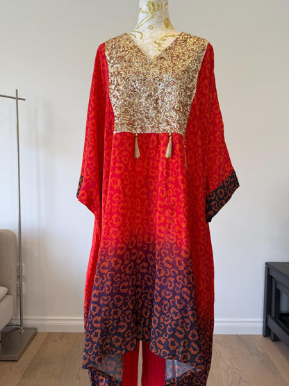 Indo Western Crepe Outfit with Sequins Tassels
