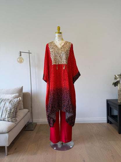 Indo Western Crepe Outfit with Sequins Tassels