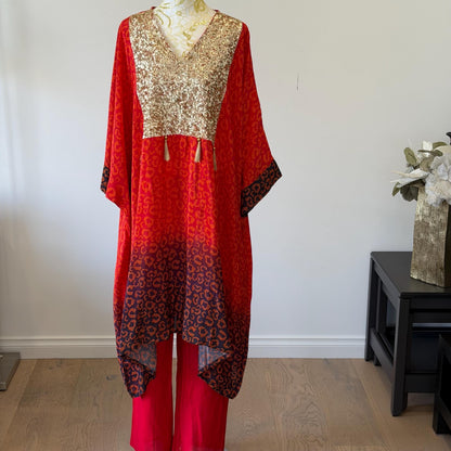 Indo Western Crepe Outfit with Sequins Tassels