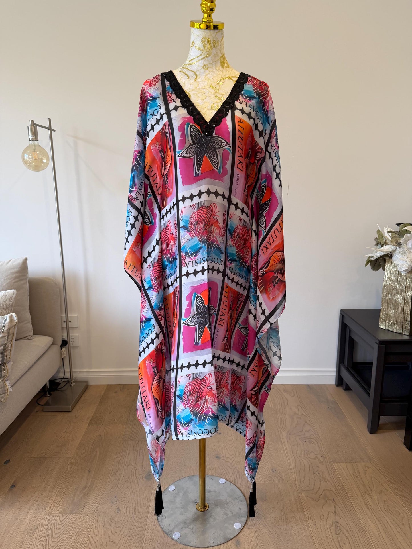 Designer Satin Georgette Kaftan Dress