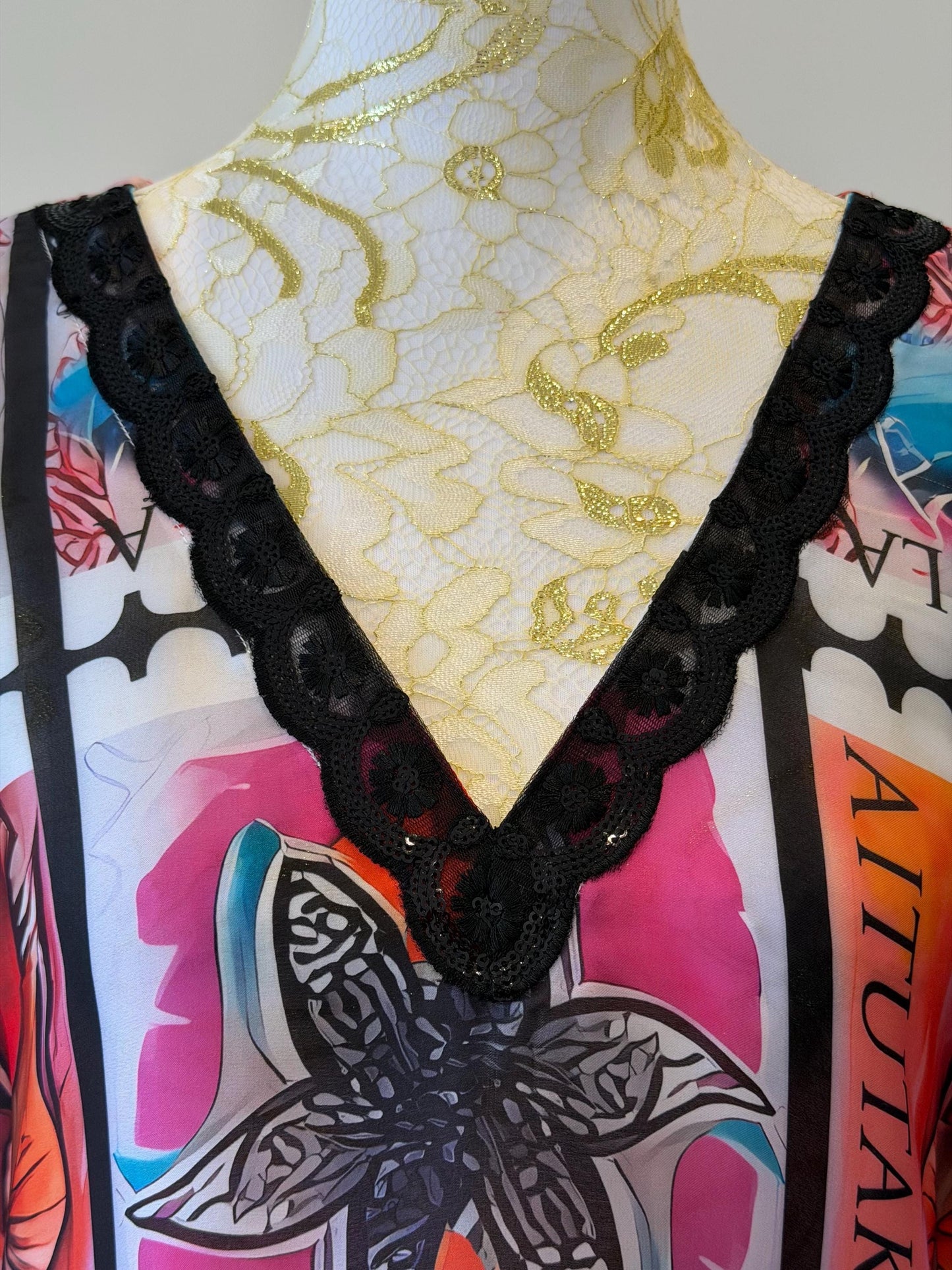 Designer Satin Georgette Kaftan Dress