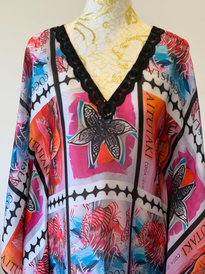 Designer Satin Georgette Kaftan Dress