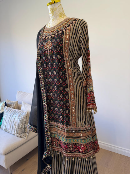 Black Crape Sharara Suit