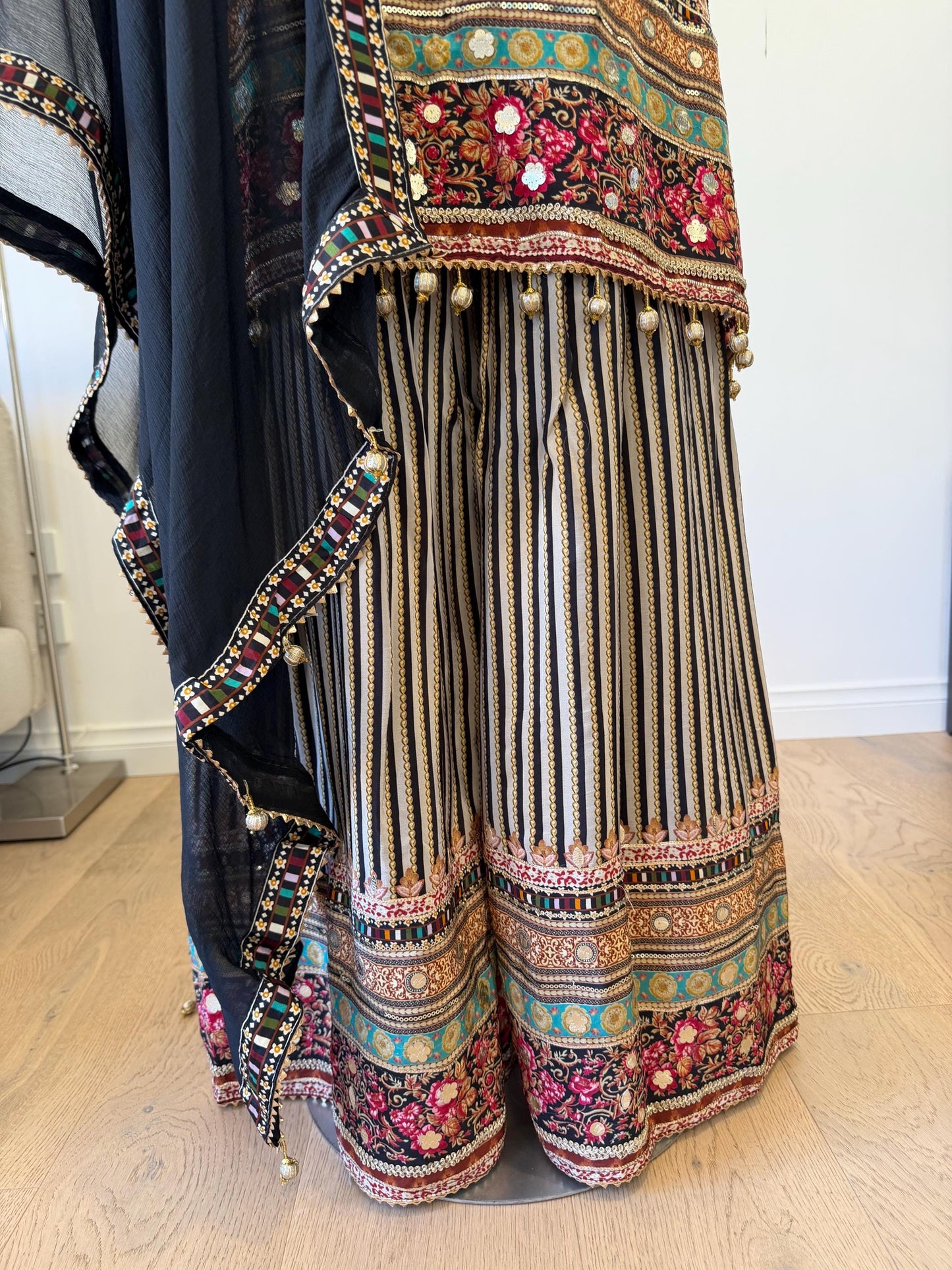Black Crape Sharara Suit